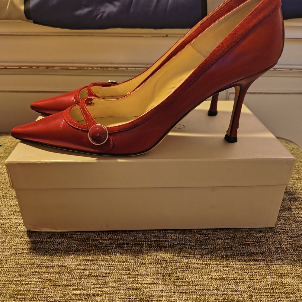 Jimmy Choo Scarlet Heels with Button Accent